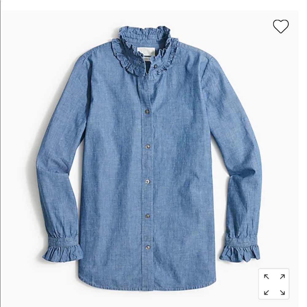 Brand new Jcrew- Ruffleneck chambray shirt
